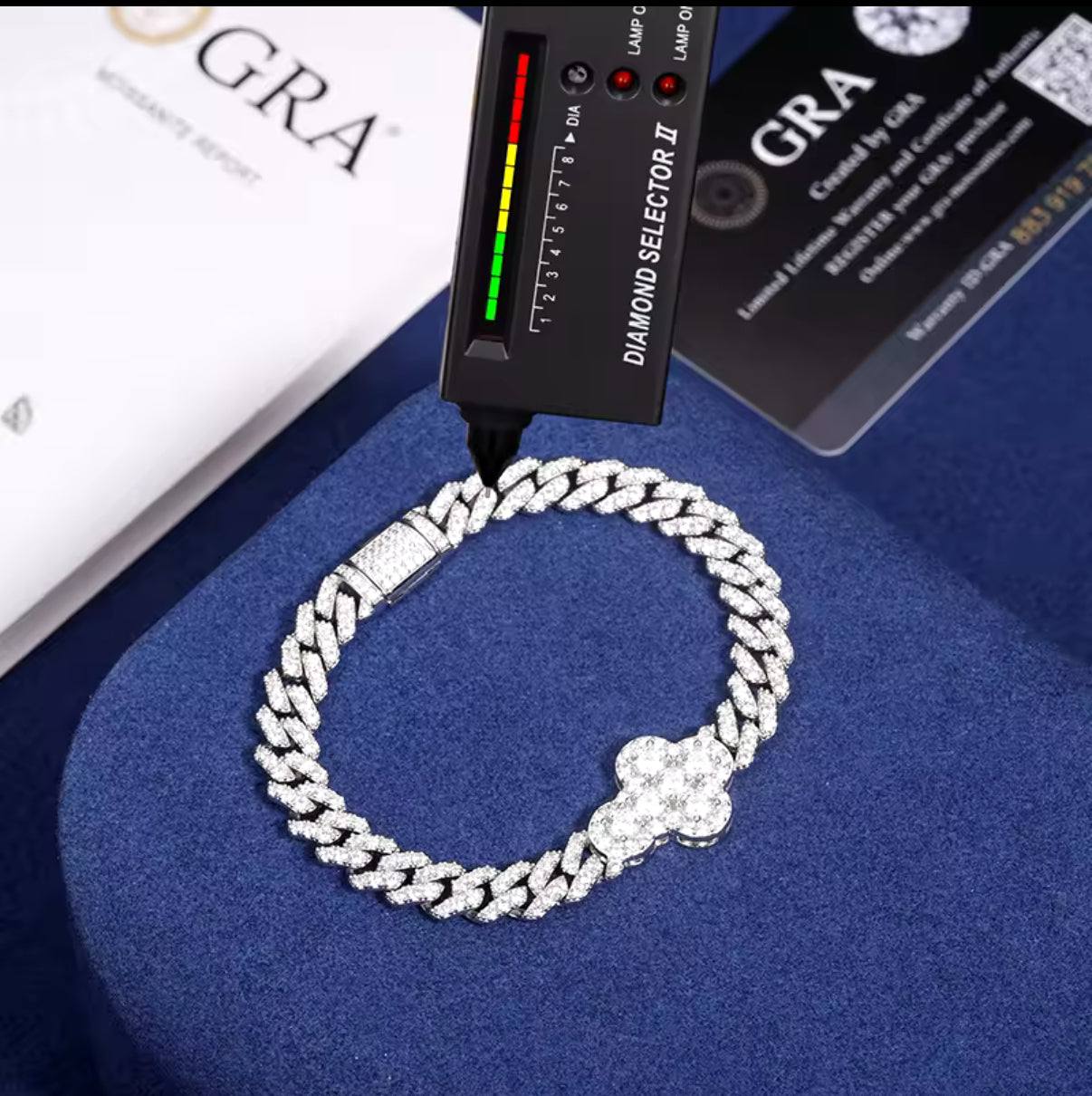 8 inch Moissanite Cuban link with a cross bracelet