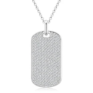 Streamline Tag With Pave Moissanite Diamonds Tag Pendant Real 925 Sterling Silver For Women Men Fine Jewelry Accessories Gift