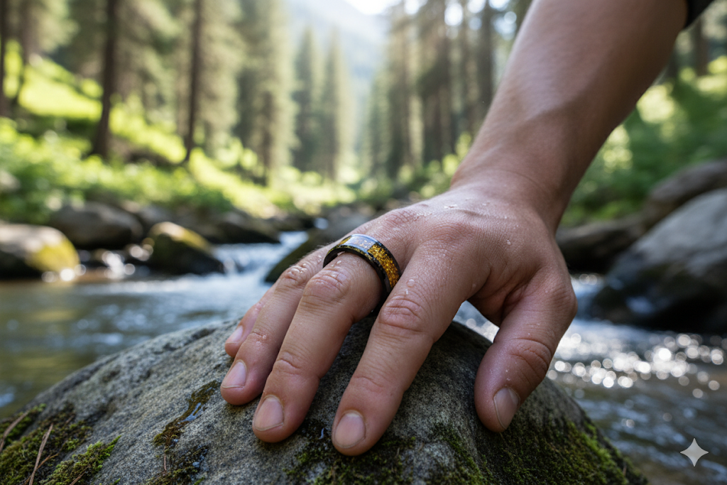 The Gold Rush Ring 24kt hand panned gold inlay