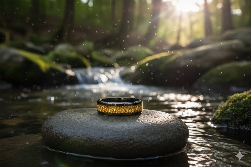 The Gold Rush Ring 24kt hand panned gold inlay