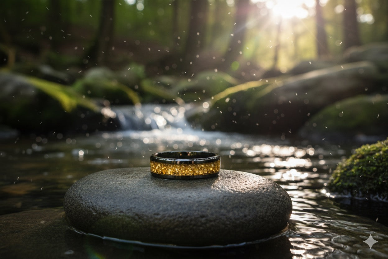 The Gold Rush Ring 24kt hand panned gold inlay