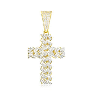 12mm Cuban Chain Men Women Hip Hop Cross Pendant Necklace D VVS Moissanite Iced Out Bling 925 Sterling Silver Necklaces Jewelry