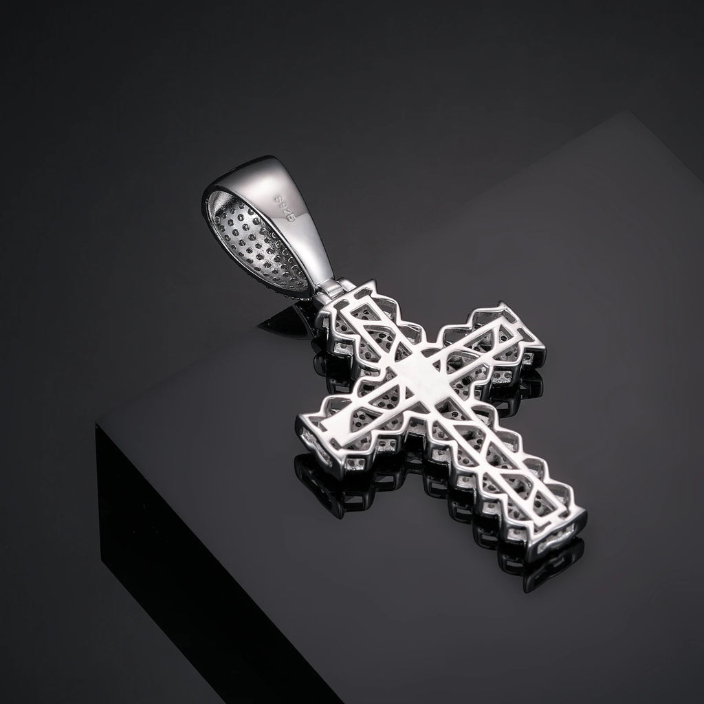 12mm Cuban Chain Men Women Hip Hop Cross Pendant Necklace D VVS Moissanite Iced Out Bling 925 Sterling Silver Necklaces Jewelry