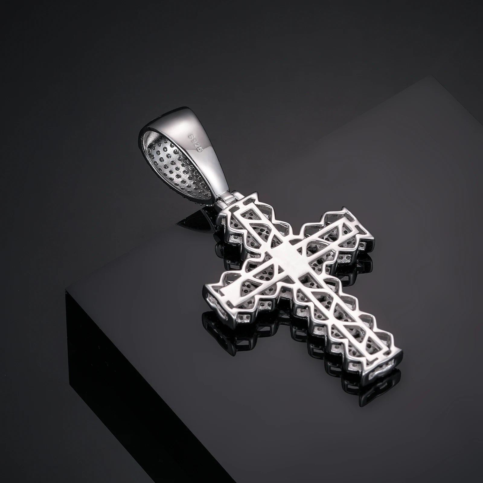 12mm Cuban Chain Men Women Hip Hop Cross Pendant Necklace D VVS Moissanite Iced Out Bling 925 Sterling Silver Necklaces Jewelry